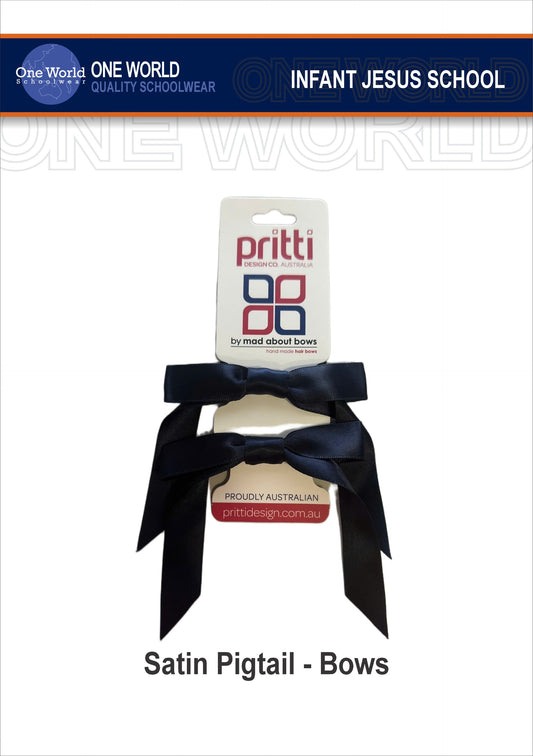 Hair Items - Pr. Navy Satin Pigtail Bows