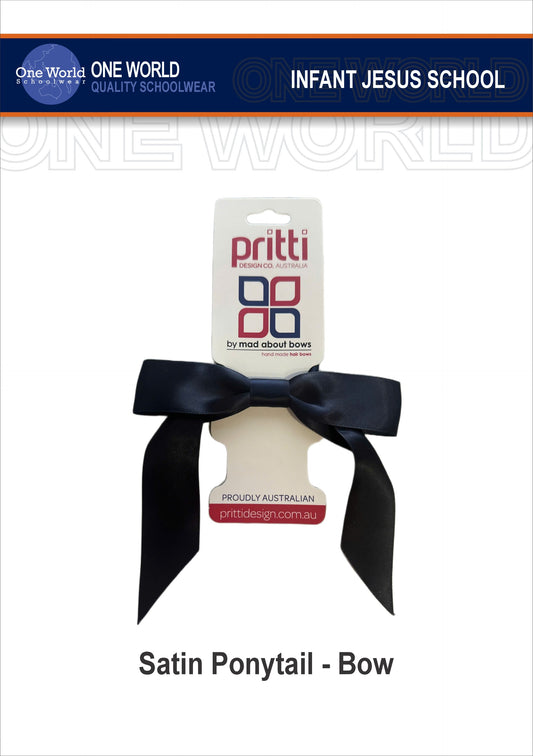 Hair Items - Navy Satin Ponytail Bow.